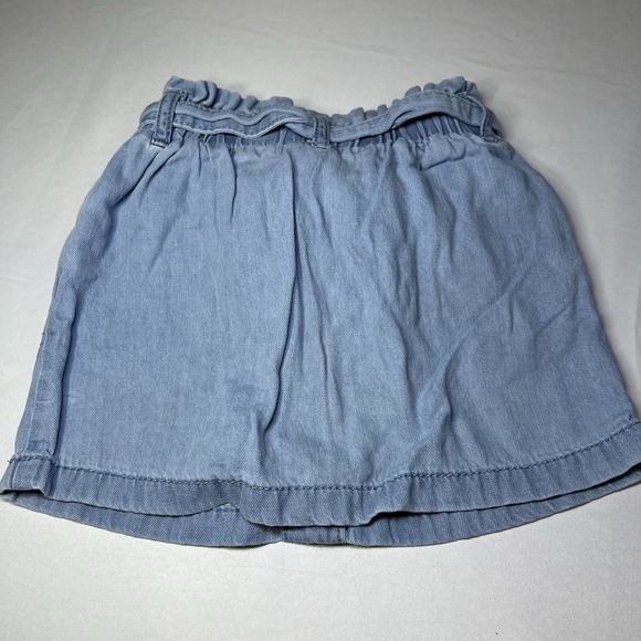 OshKosh B'gosh Girls Size 4 Denim Skirt Paperbag Waist Tie Belt Button Front - Picture 4 of 4